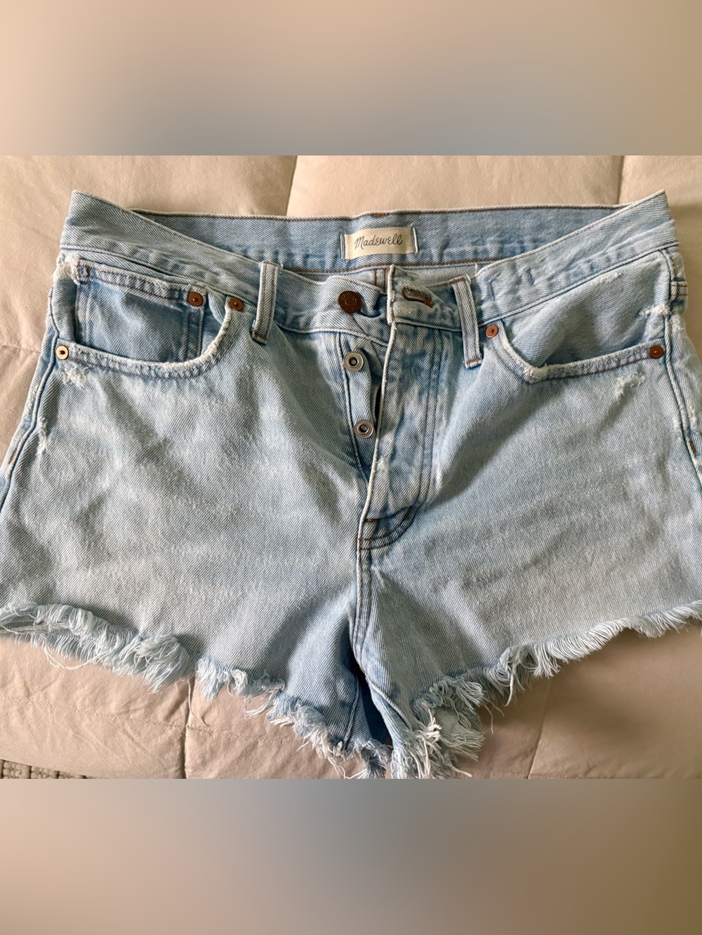 Madewell Light Wash High-Rise Denim Cutoff Shorts